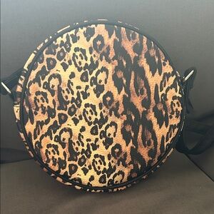 Leopard Print Round Crossbody Bag